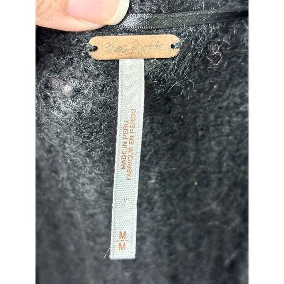 Free People Weekend Getaway Open Front Cardigan Sweater Black Women's Size M - Picture 4 of 5